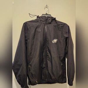 NFL Philadelphia Eagles Mens Black Hooded Full Zipper Jacket Medium Gore-tex